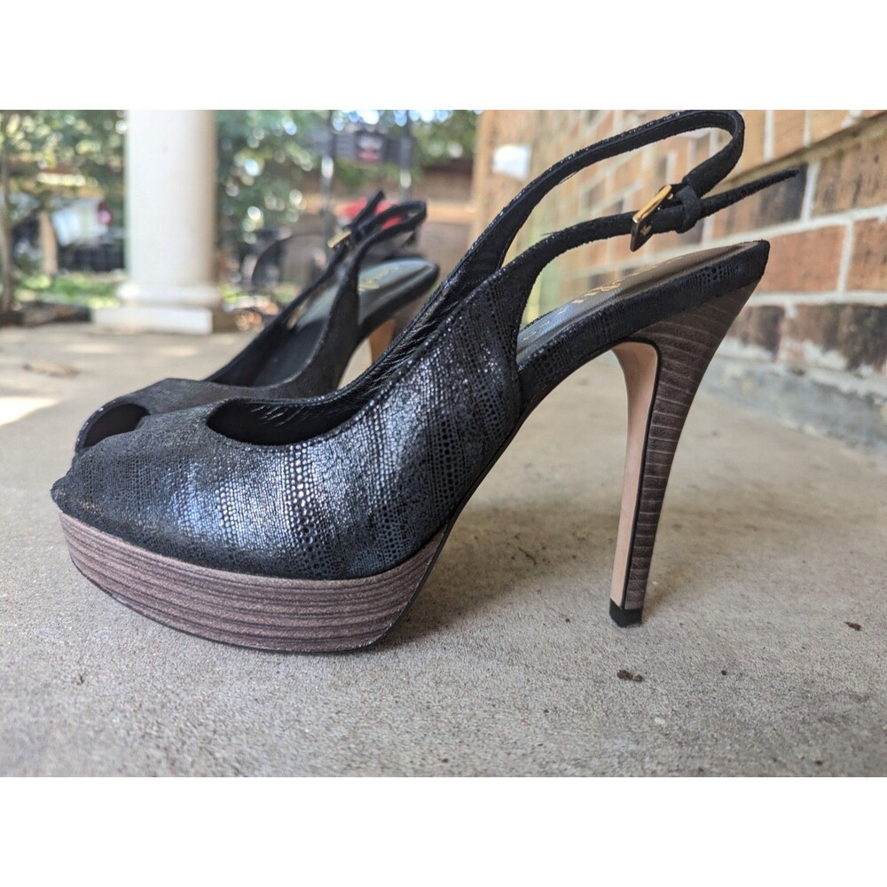 Cole Haan Air Mariela Slingback Peep Toe Stiletto Platform Pump Heels Sz 7 Black